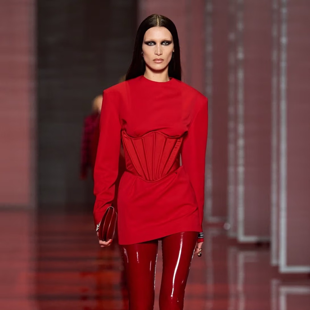 Versace corset red dress